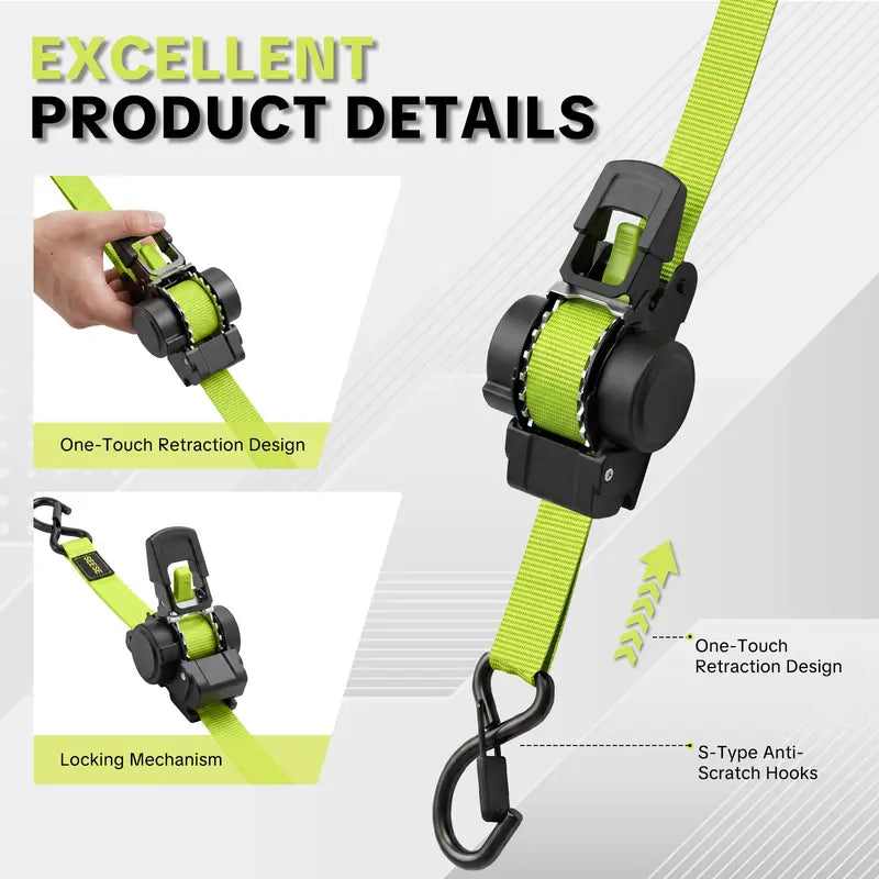 StrapSwift™ Self-Retracting Ratchet Straps