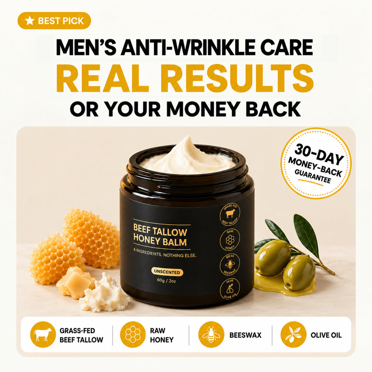 TallowForge™ Men’s Tallow & Honey Skin Balm
