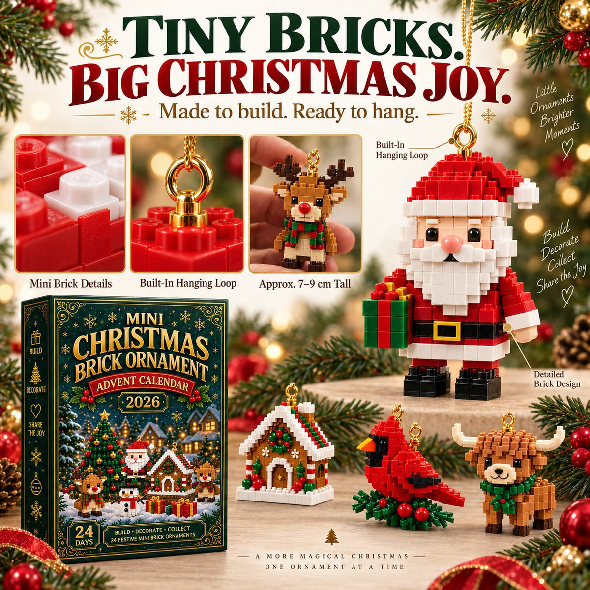 Brickora™ Mini Advent Calendar | 24 Christmas Building Sets to Build & Decorate