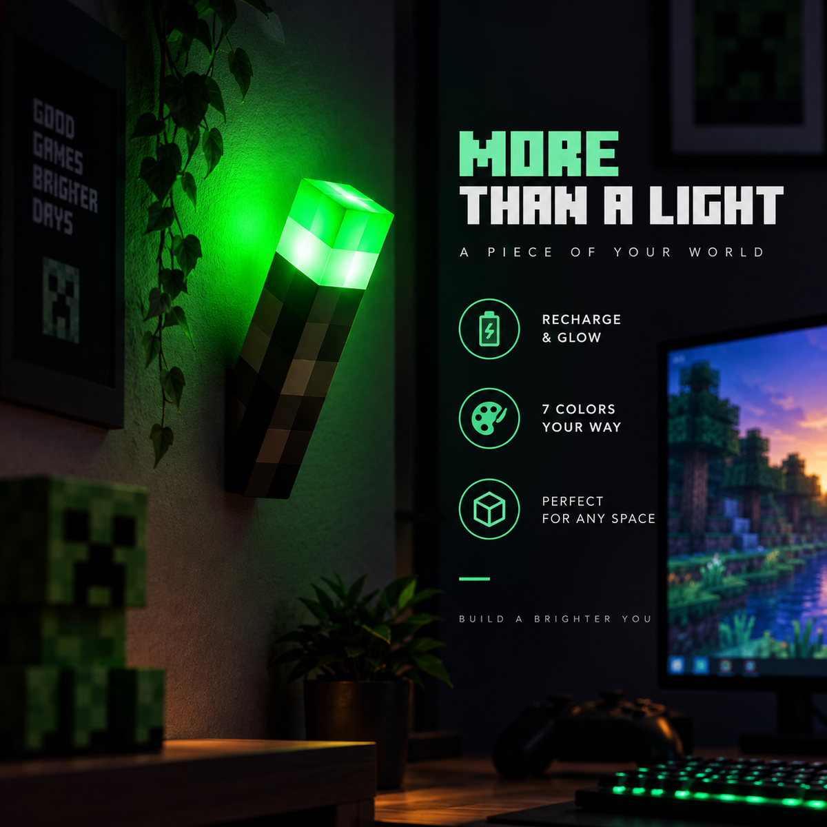 PixelFlare™ Rechargeable Gaming Torch Light