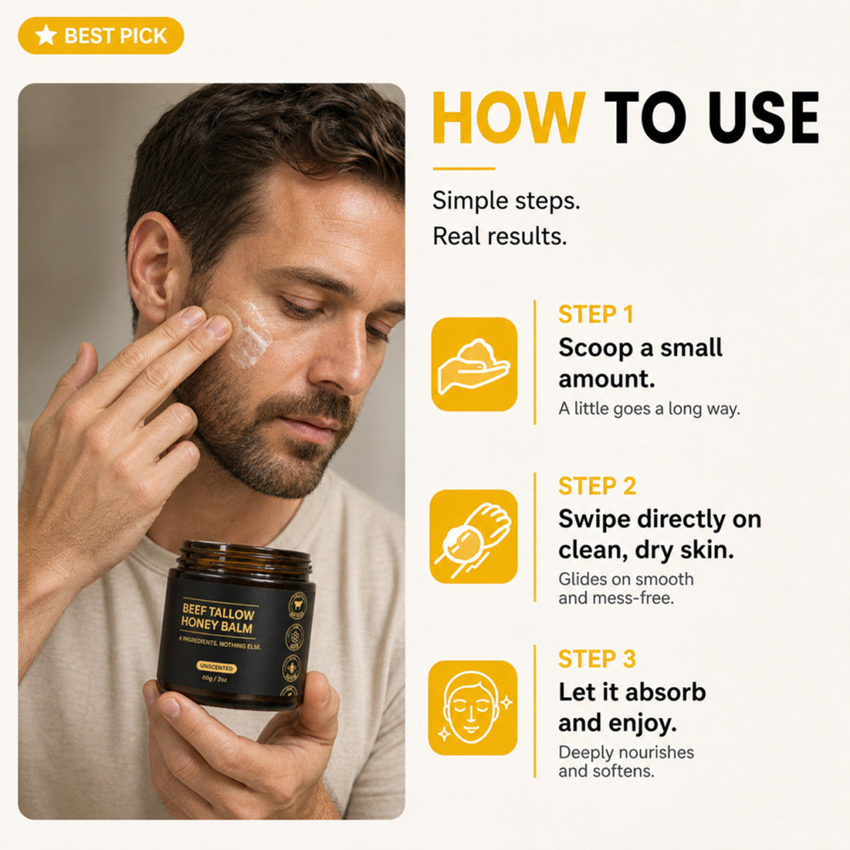 TallowForge™ Men’s Tallow & Honey Skin Balm