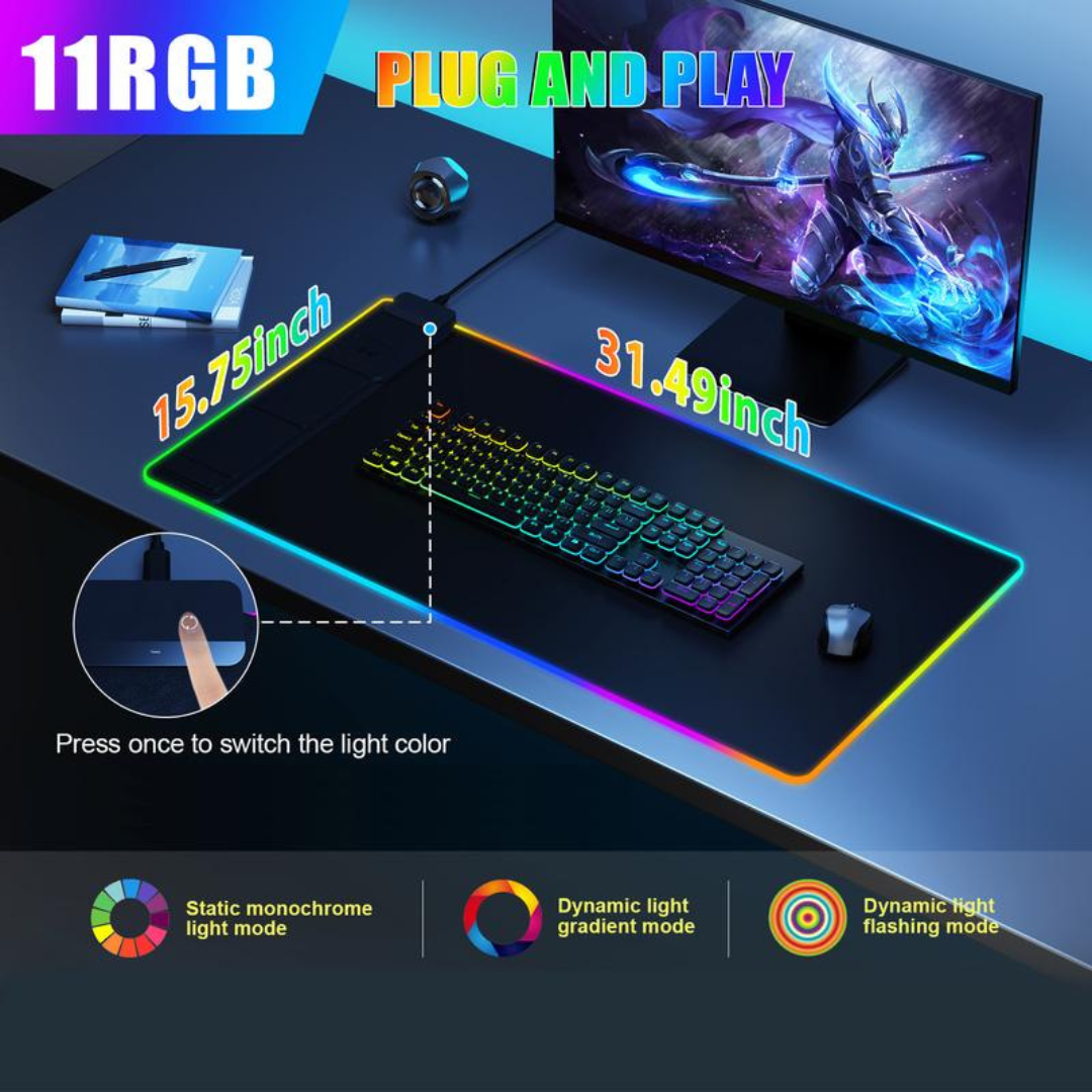 AeroGlow™ RGB Desk Mat with Wireless Charging