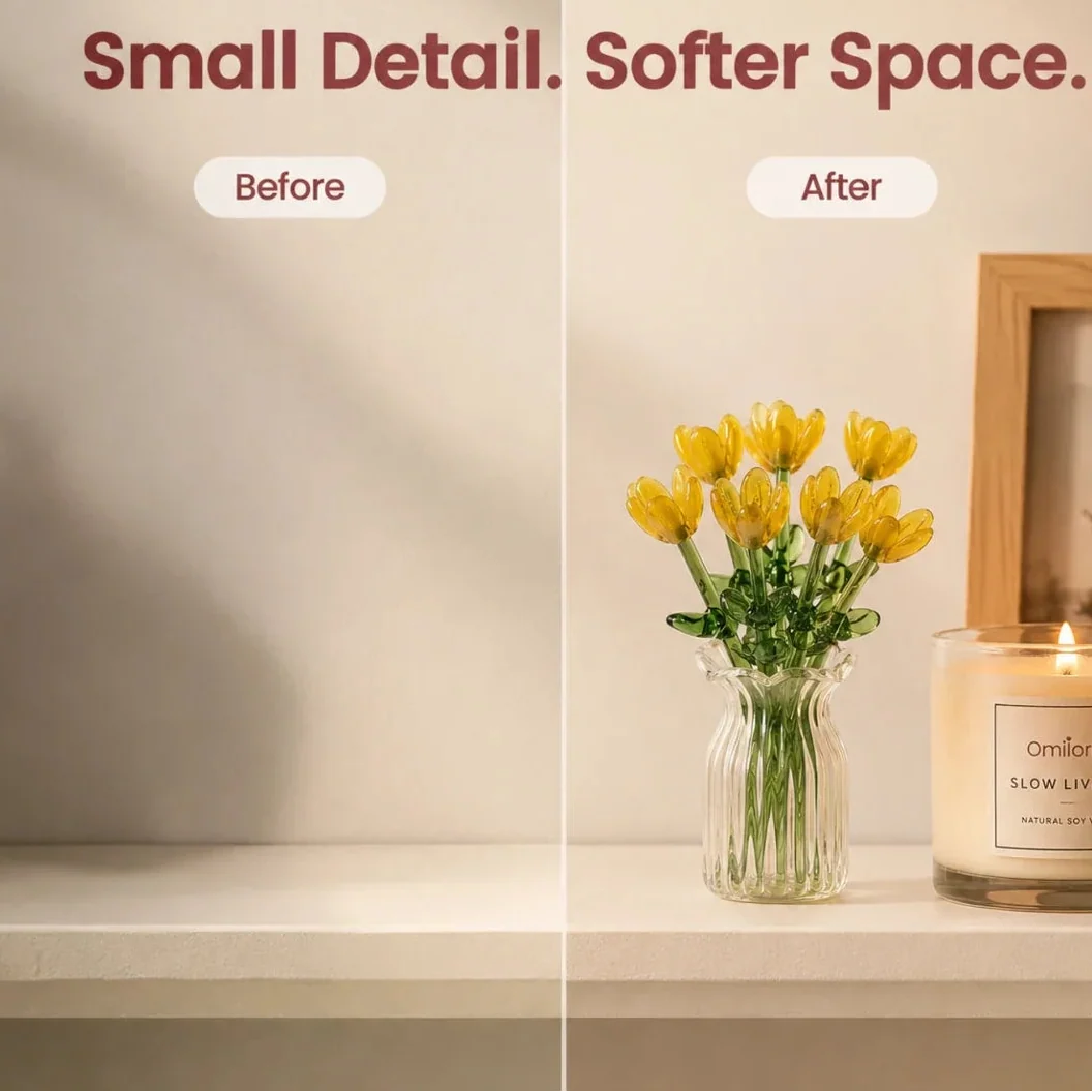 Bloomora™ Glass Flower Bouquet with Vase