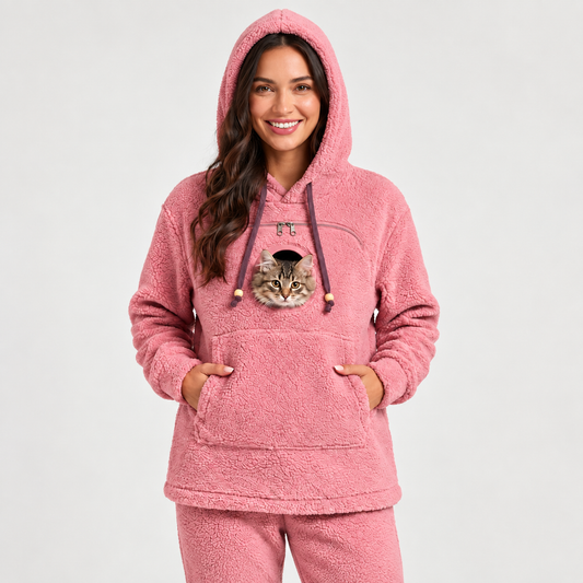 PurrNest™ Cozy Pet-Carrying Sherpa Hoodie