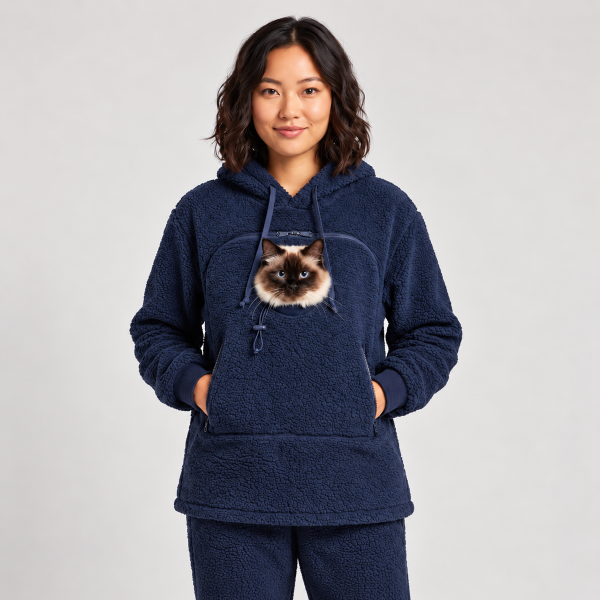 PurrNest™ Cozy Pet-Carrying Sherpa Hoodie