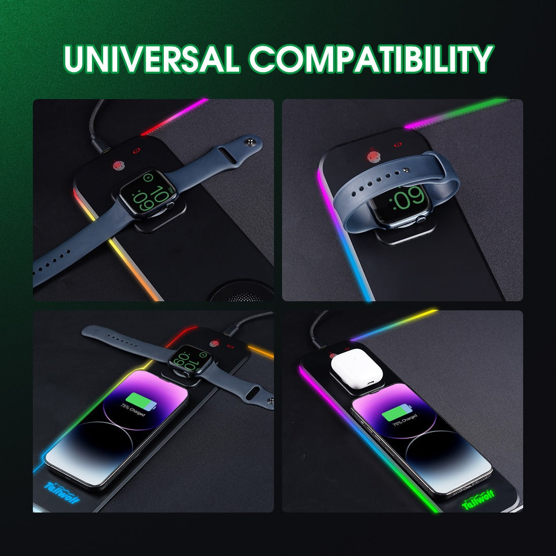 AeroGlow™ RGB Desk Mat with Wireless Charging