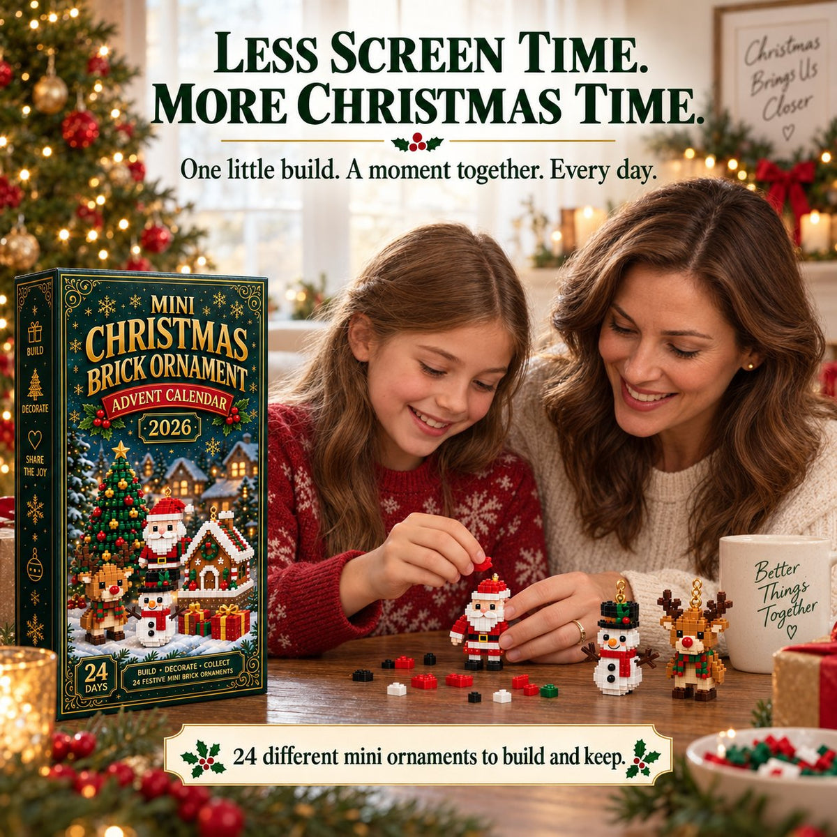 Brickora™ Mini Advent Calendar | 24 Christmas Building Sets to Build & Decorate