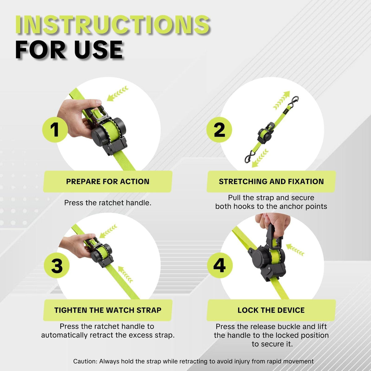 StrapSwift™ Self-Retracting Ratchet Straps