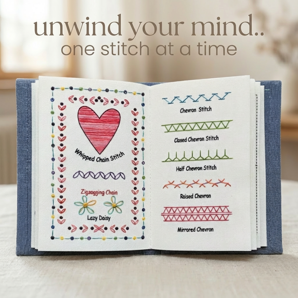Stichruhe™ Embroidery Book | Creative Stitching Without Screens & Relaxing Quality Time