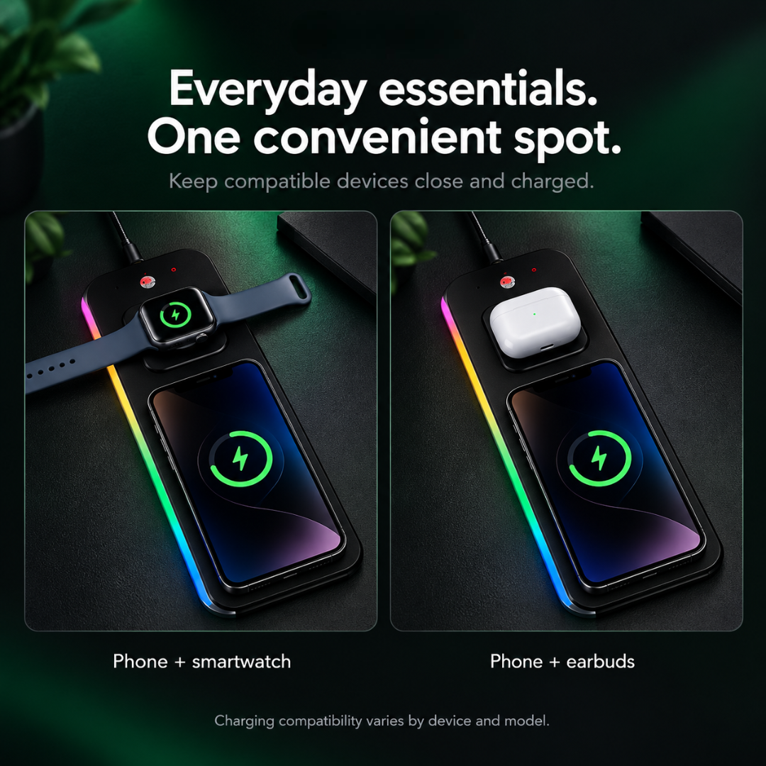 AeroGlow™ RGB Desk Mat with Wireless Charging