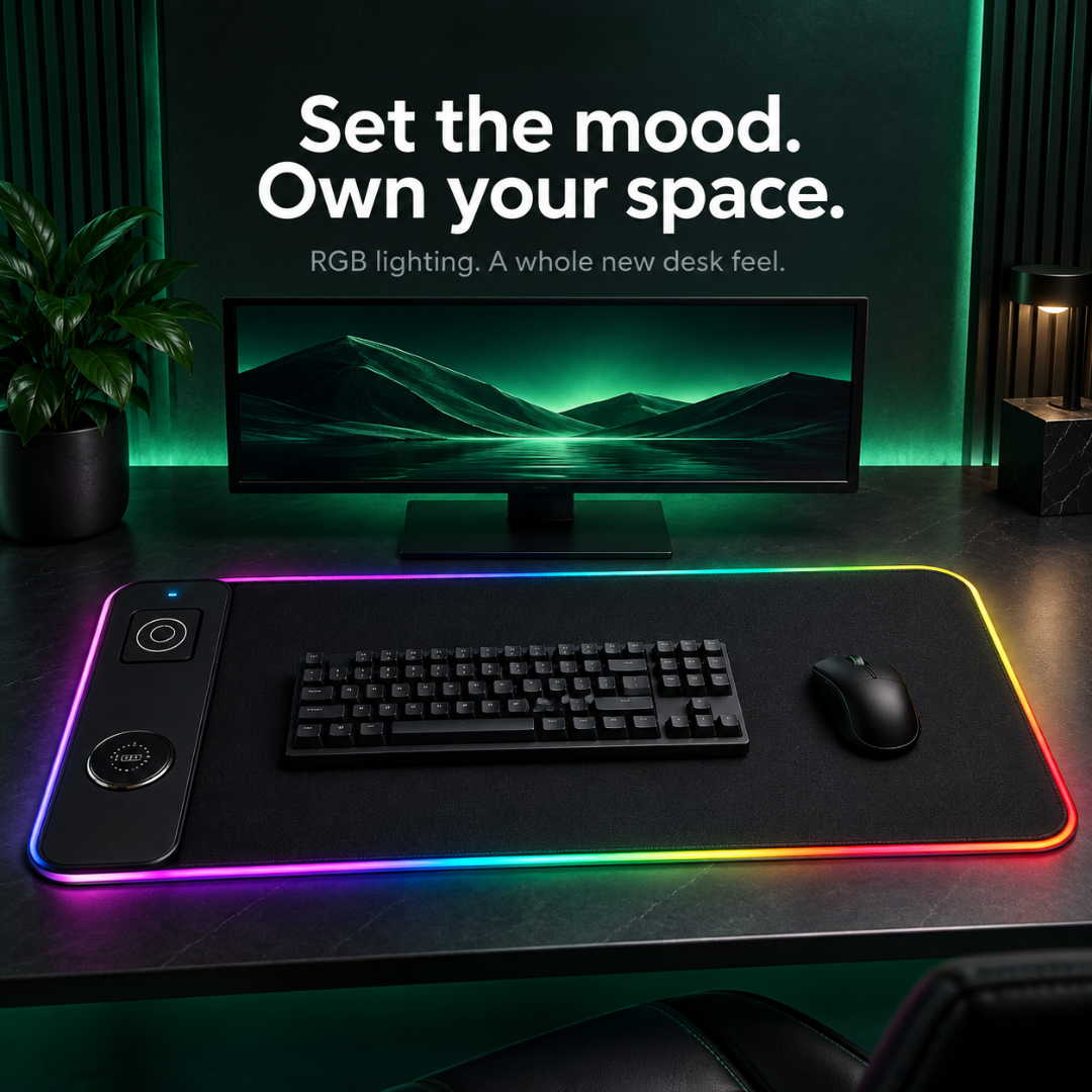 AeroGlow™ RGB Desk Mat with Wireless Charging